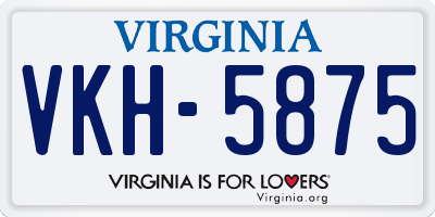 VA license plate VKH5875