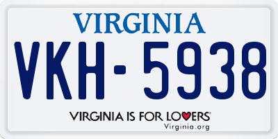 VA license plate VKH5938