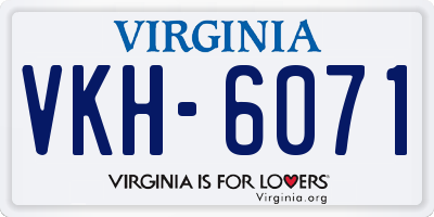 VA license plate VKH6071
