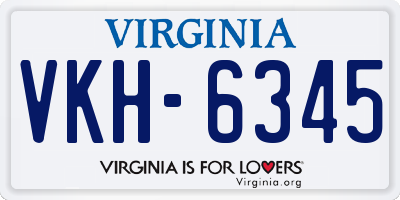 VA license plate VKH6345
