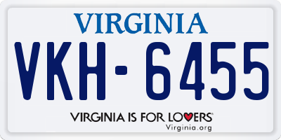 VA license plate VKH6455