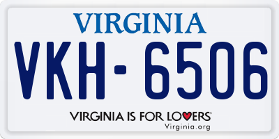 VA license plate VKH6506