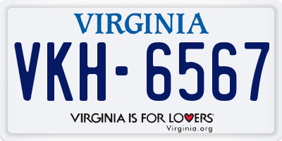 VA license plate VKH6567