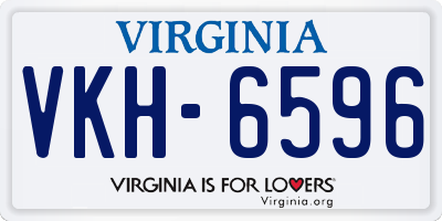 VA license plate VKH6596