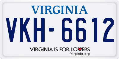 VA license plate VKH6612
