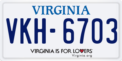 VA license plate VKH6703