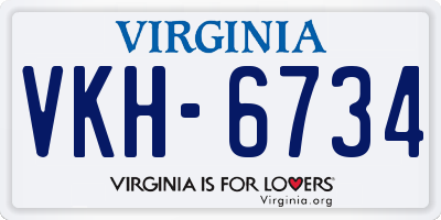 VA license plate VKH6734