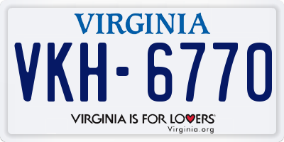 VA license plate VKH6770