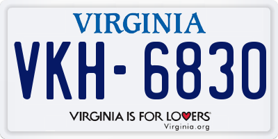 VA license plate VKH6830