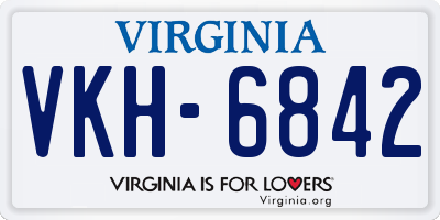 VA license plate VKH6842