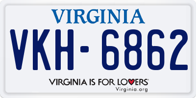 VA license plate VKH6862