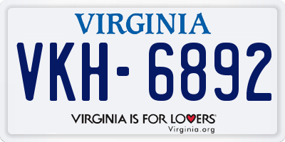 VA license plate VKH6892