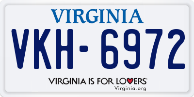 VA license plate VKH6972