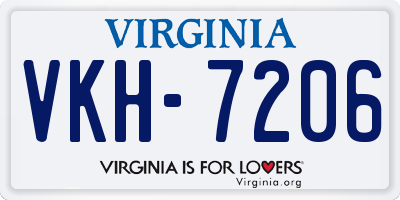 VA license plate VKH7206