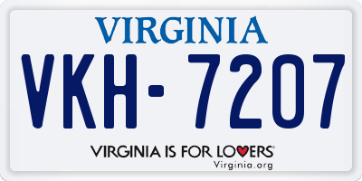 VA license plate VKH7207