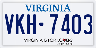 VA license plate VKH7403