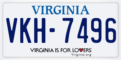 VA license plate VKH7496