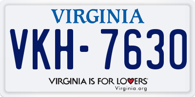 VA license plate VKH7630