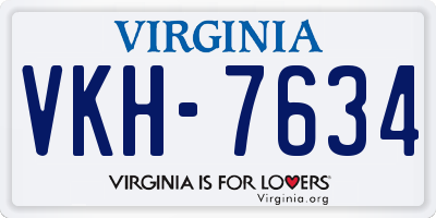 VA license plate VKH7634