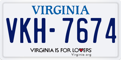 VA license plate VKH7674