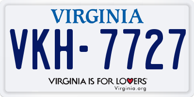 VA license plate VKH7727