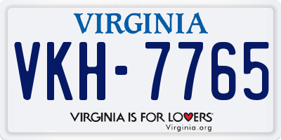 VA license plate VKH7765