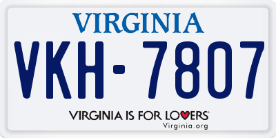 VA license plate VKH7807