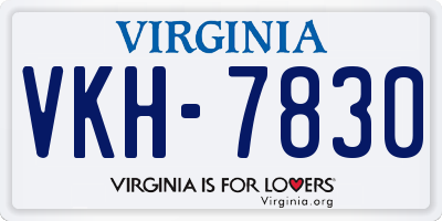 VA license plate VKH7830