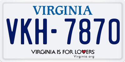 VA license plate VKH7870