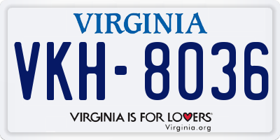 VA license plate VKH8036
