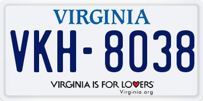 VA license plate VKH8038