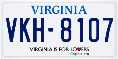 VA license plate VKH8107