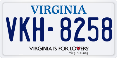 VA license plate VKH8258