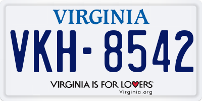 VA license plate VKH8542