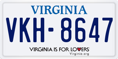 VA license plate VKH8647