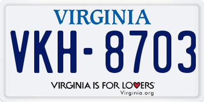 VA license plate VKH8703