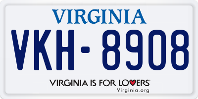 VA license plate VKH8908