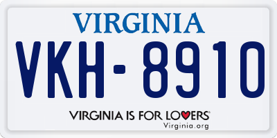 VA license plate VKH8910