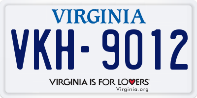 VA license plate VKH9012