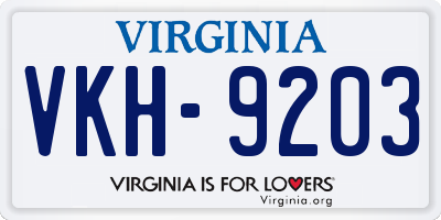 VA license plate VKH9203