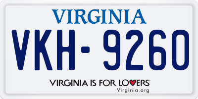 VA license plate VKH9260