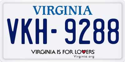 VA license plate VKH9288