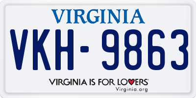 VA license plate VKH9863