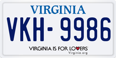 VA license plate VKH9986