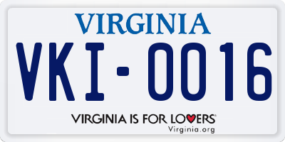 VA license plate VKI0016