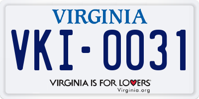VA license plate VKI0031