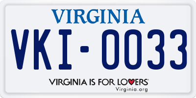 VA license plate VKI0033