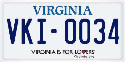 VA license plate VKI0034