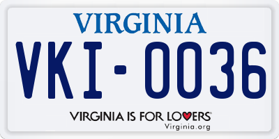 VA license plate VKI0036