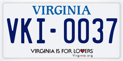 VA license plate VKI0037